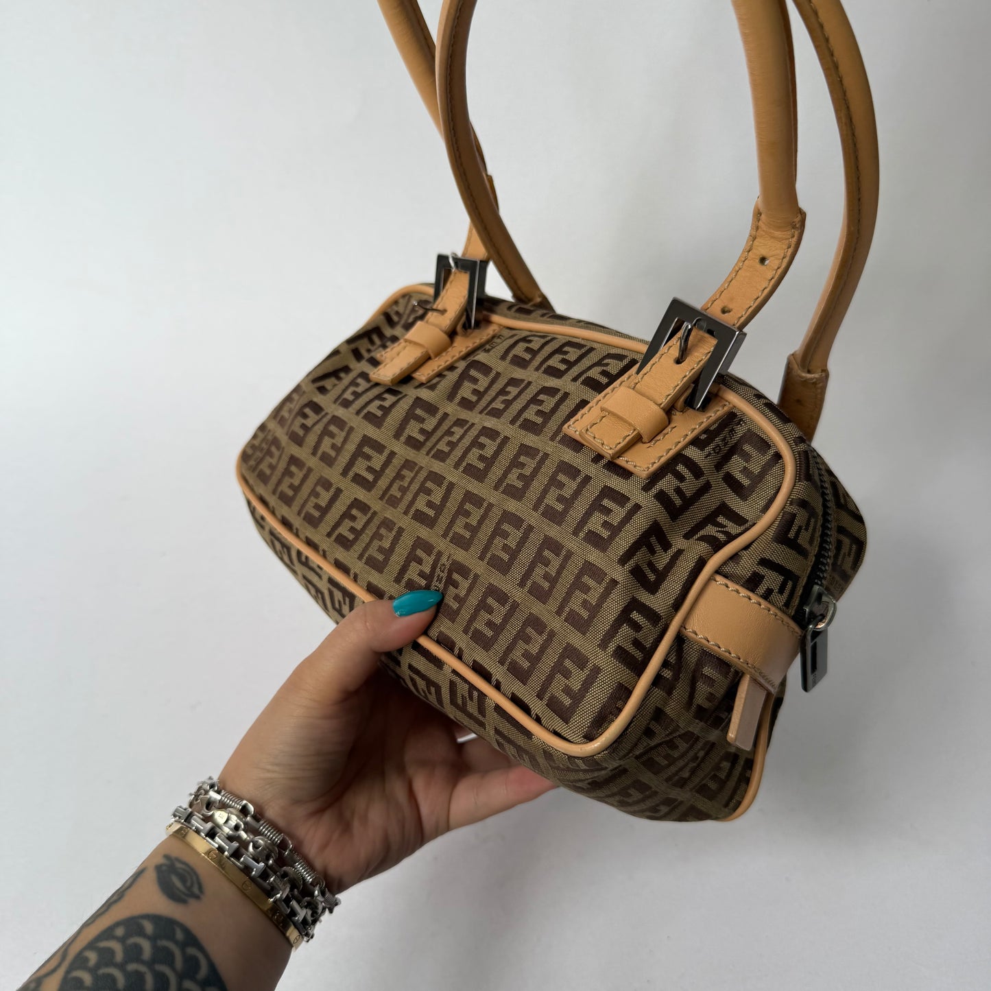 Fendi Brown Zucchino Canvas Shoulder Bag