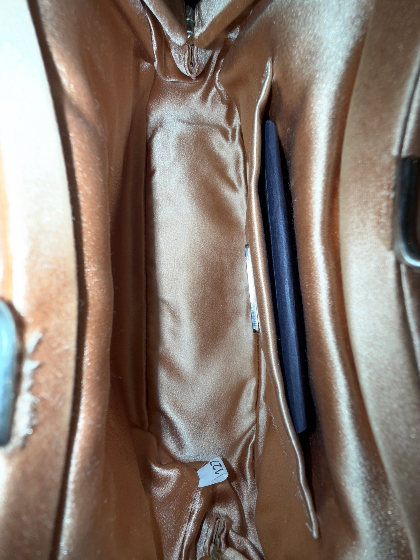 Prada Pink & Brown Lizard Satin Small Kisslock Bag w/ Mirror