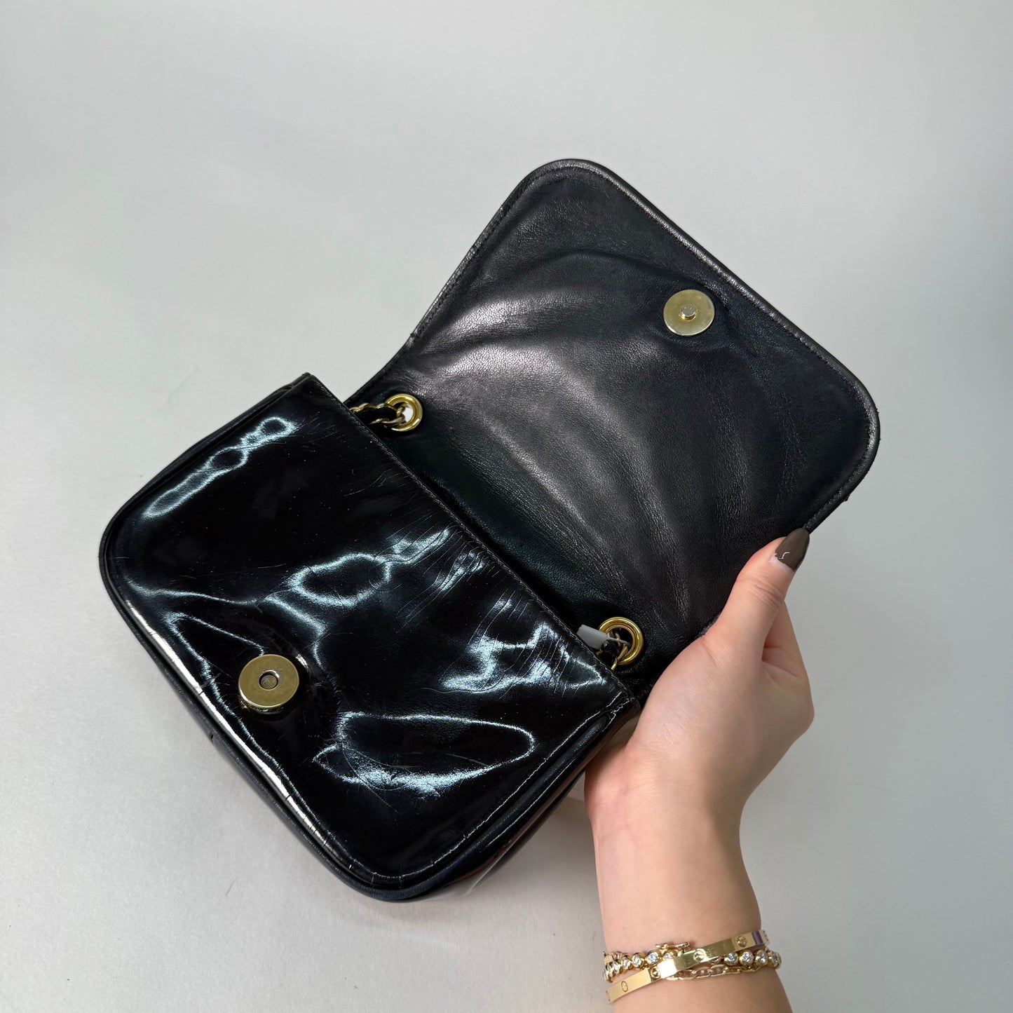 Chanel 2006 Black Patent Leather CC Camera Bag