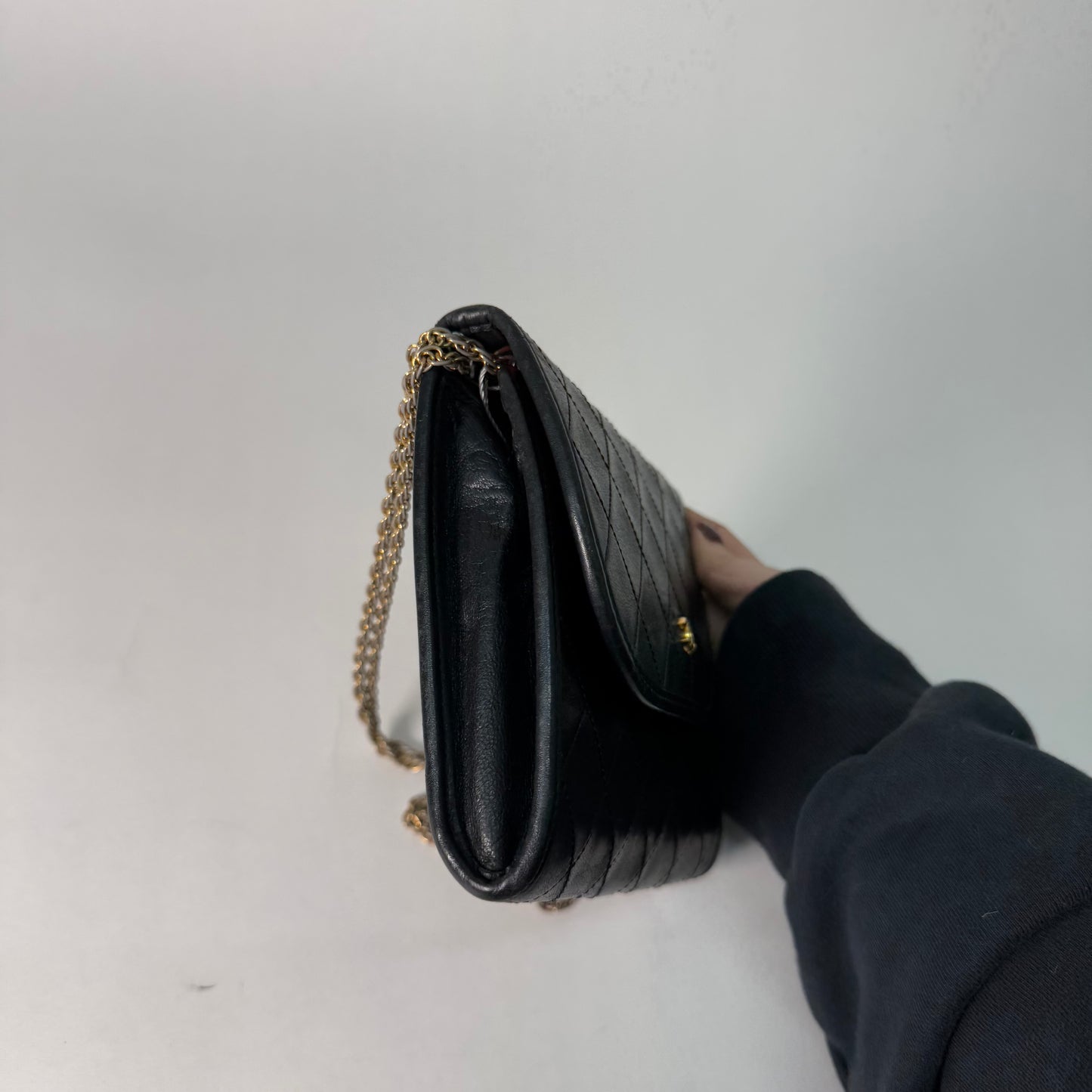 Chanel 1989 Black Lambskin Vintage Gabrielle Flap Crossbody Bag 24K GPHW