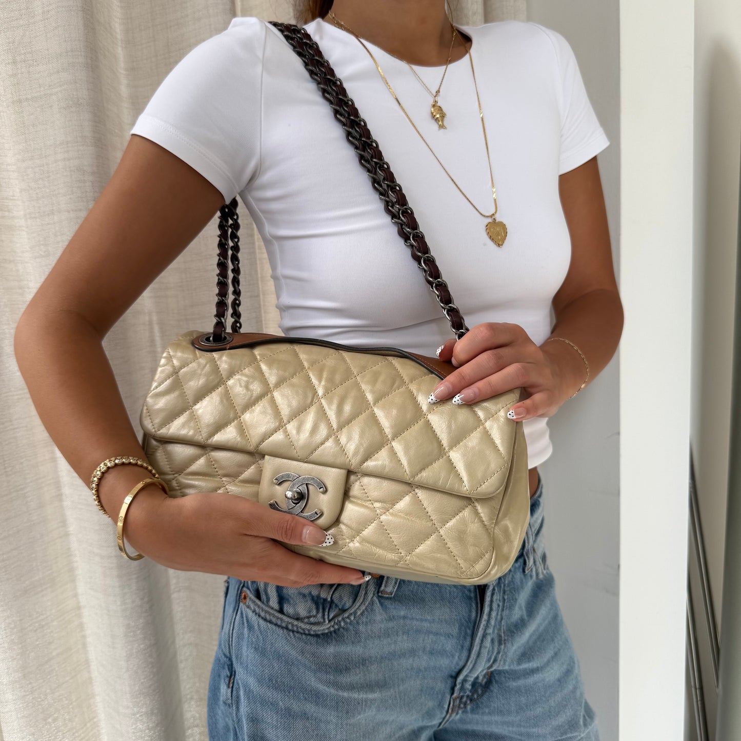 Chanel Iridescent Cream ‘In The Mix’ Matelasse 2-Way Flap