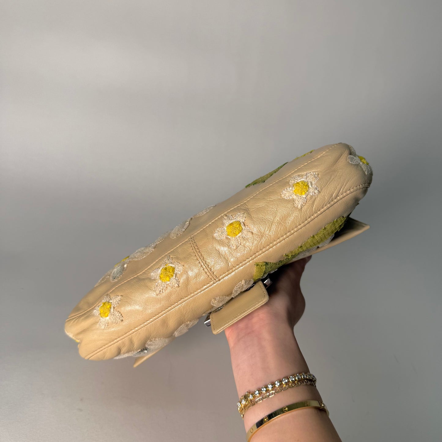 Fendi Baby Yellow Floral Baguette Bag