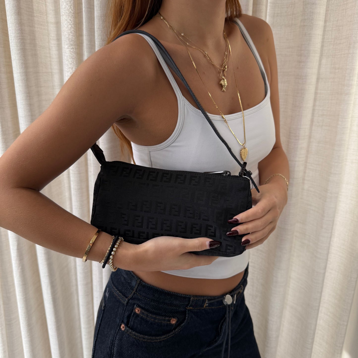 Fendi Black Canvas Zucchino Pochette