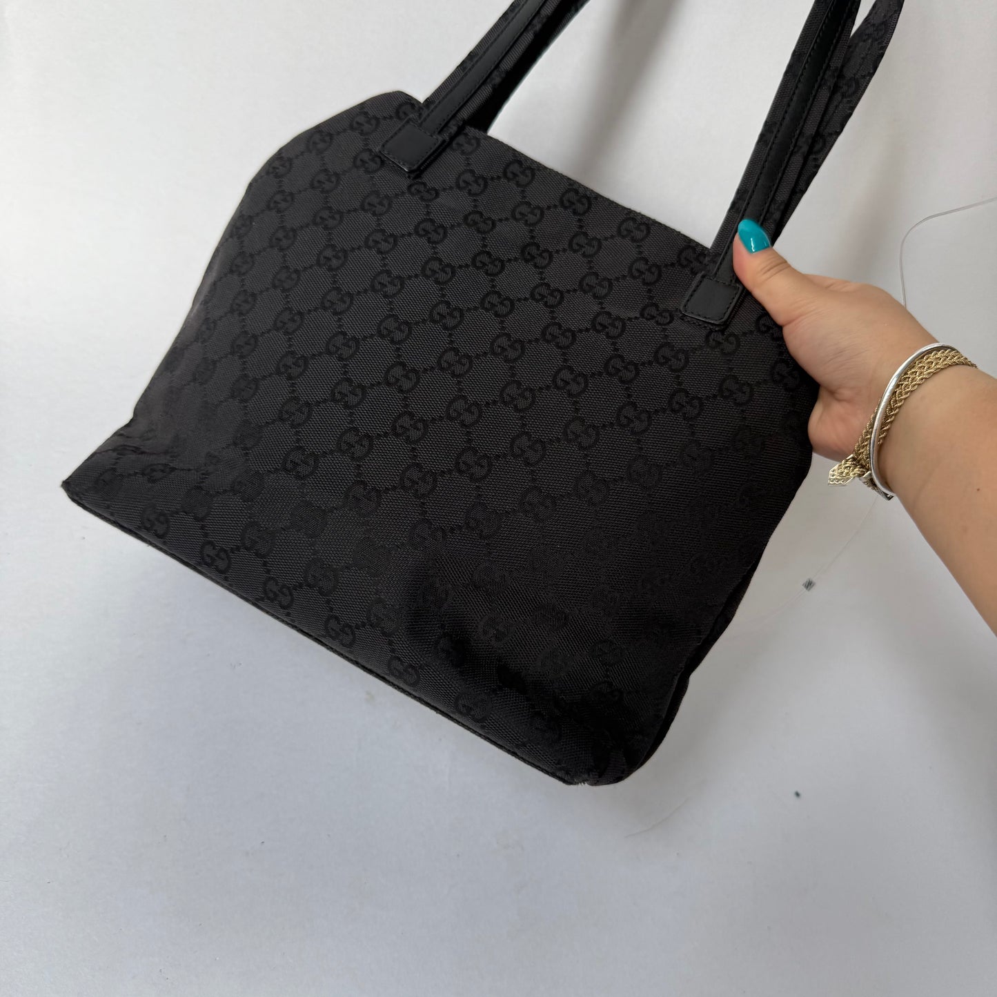Gucci Black Monogram Canvas Pocket Shoulder Bag