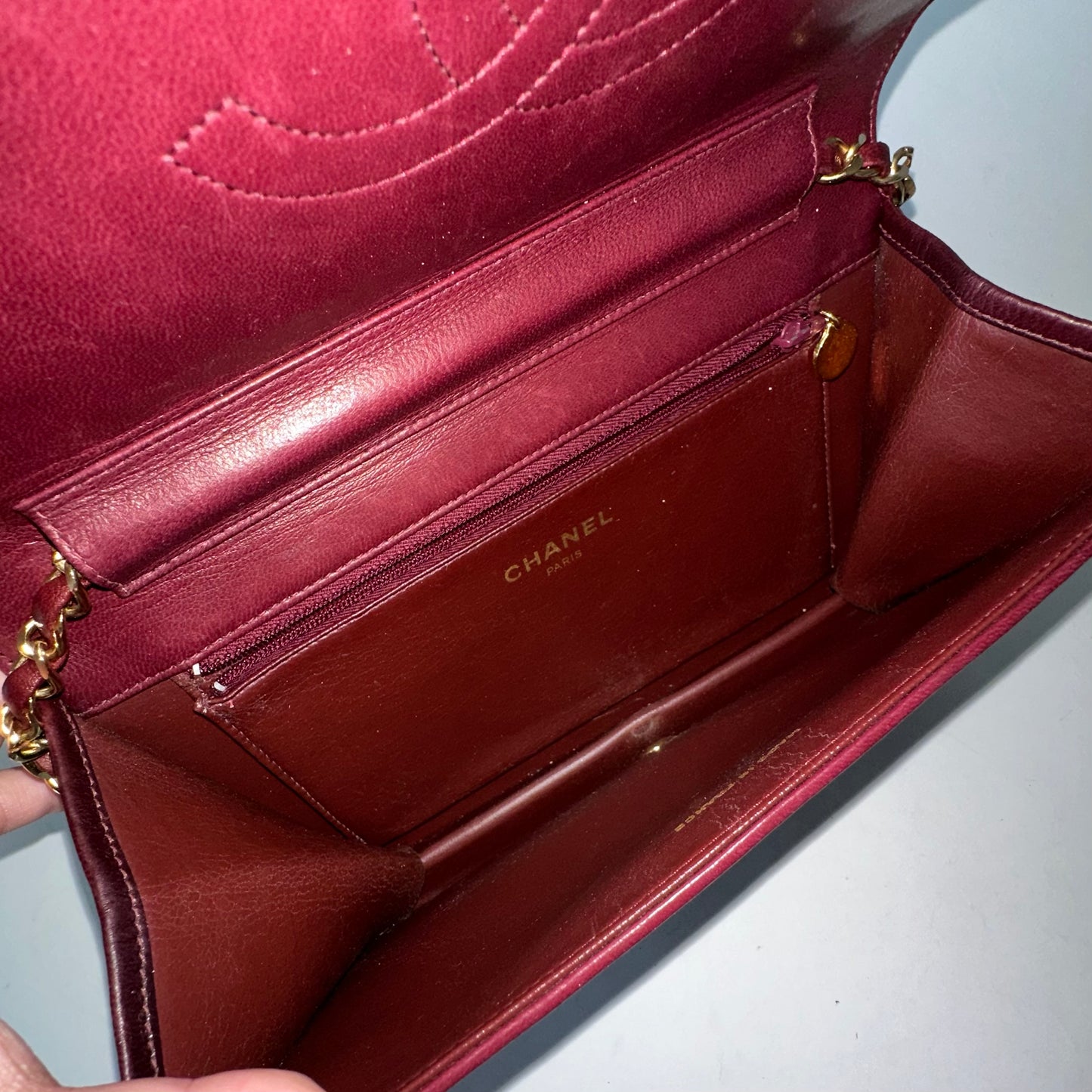 Chanel Burgundy Lambskin 80’s Full Flap Bag
