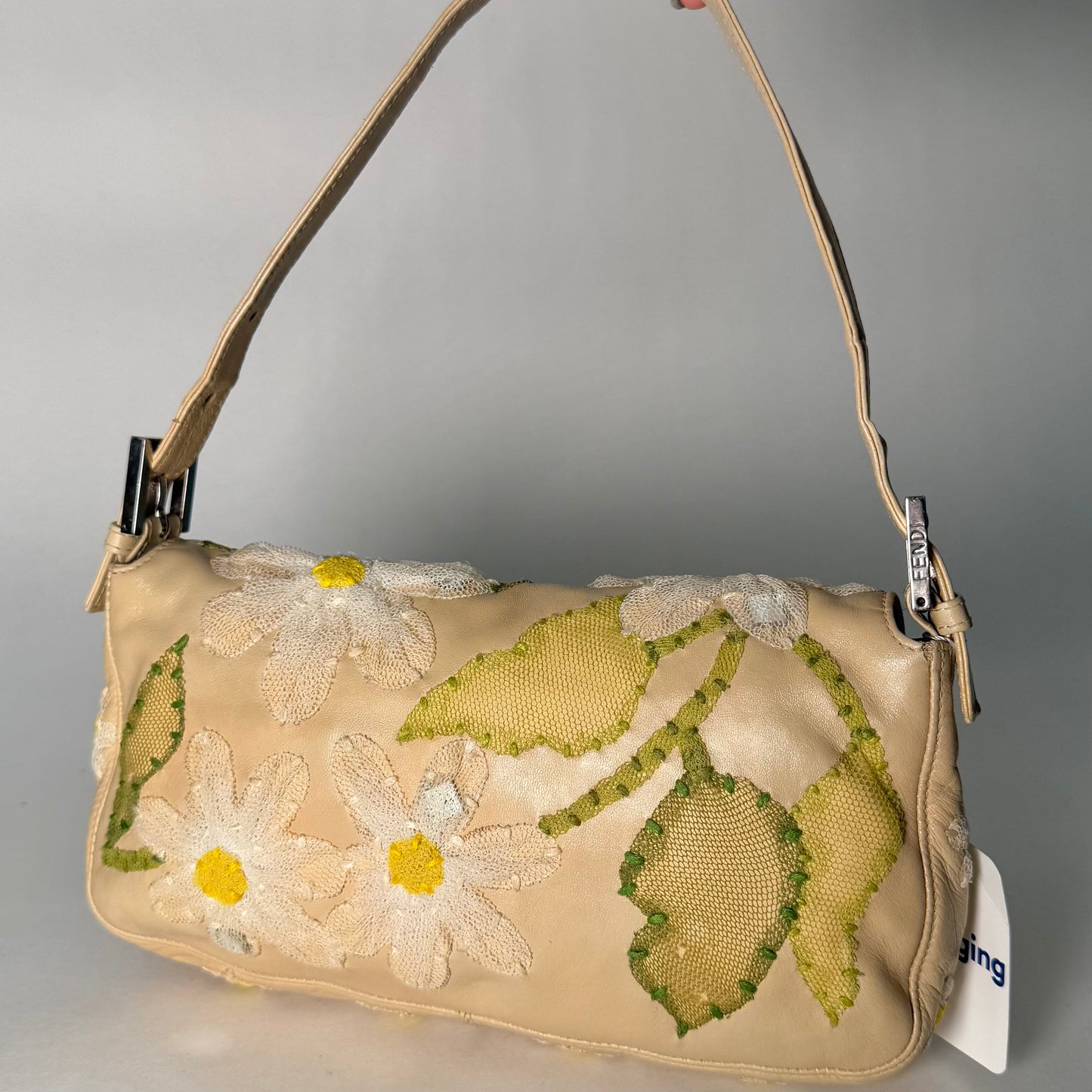 Fendi Baby Yellow Floral Baguette Bag