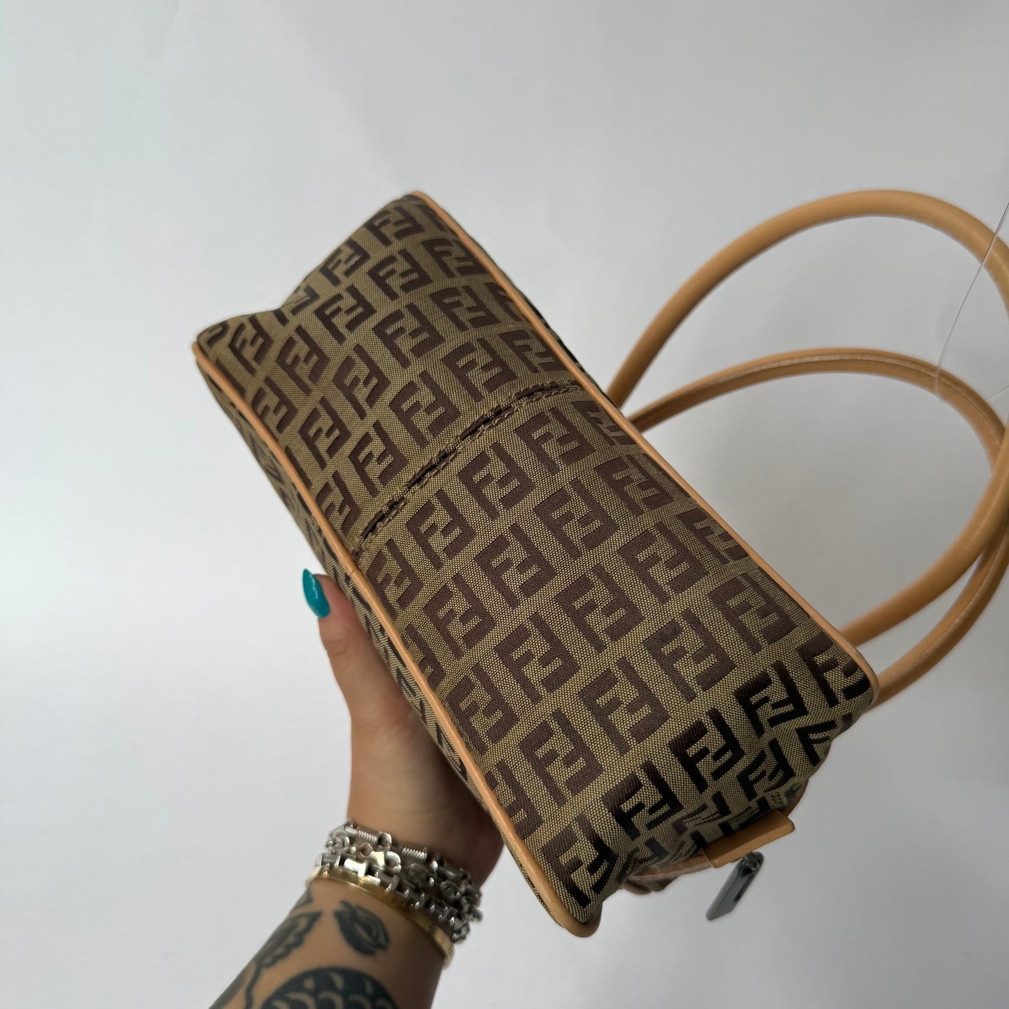 Fendi Brown Zucchino Canvas Shoulder Bag