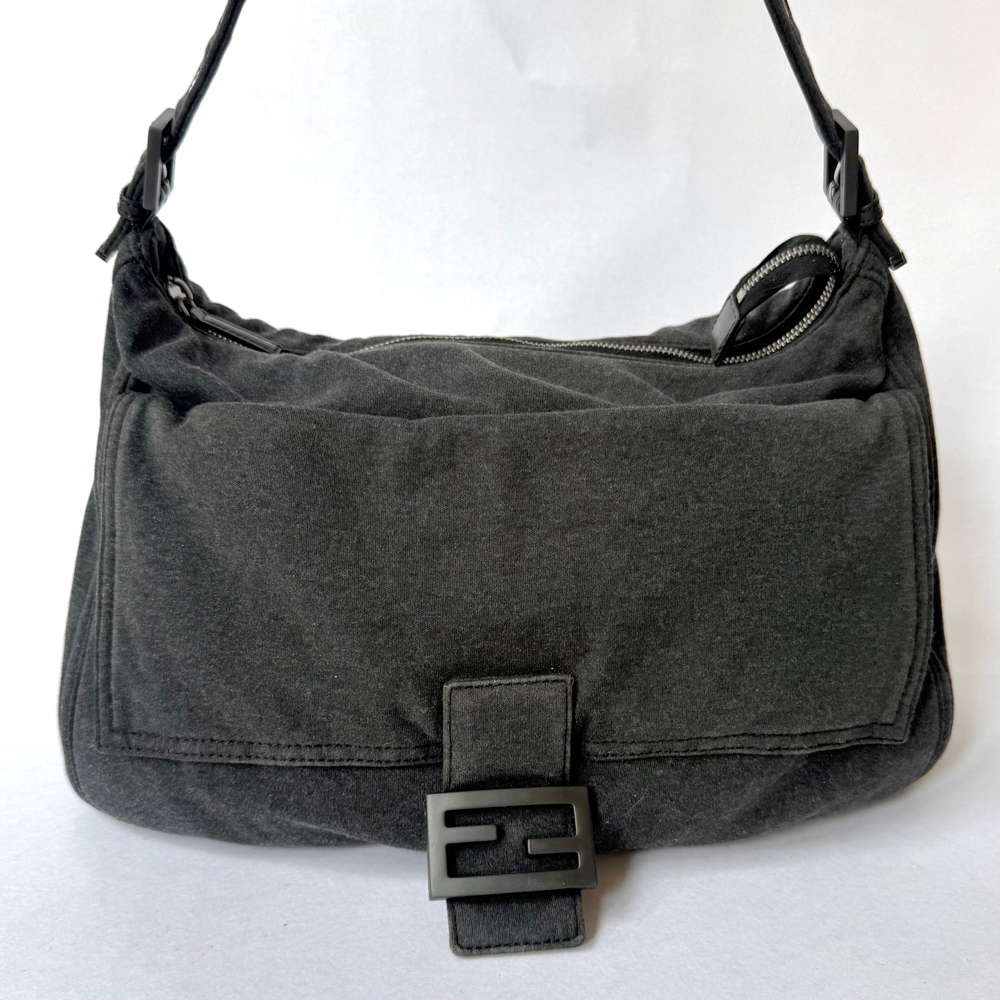 Fendi Gray Wool Mamma Jumbo Baguette
