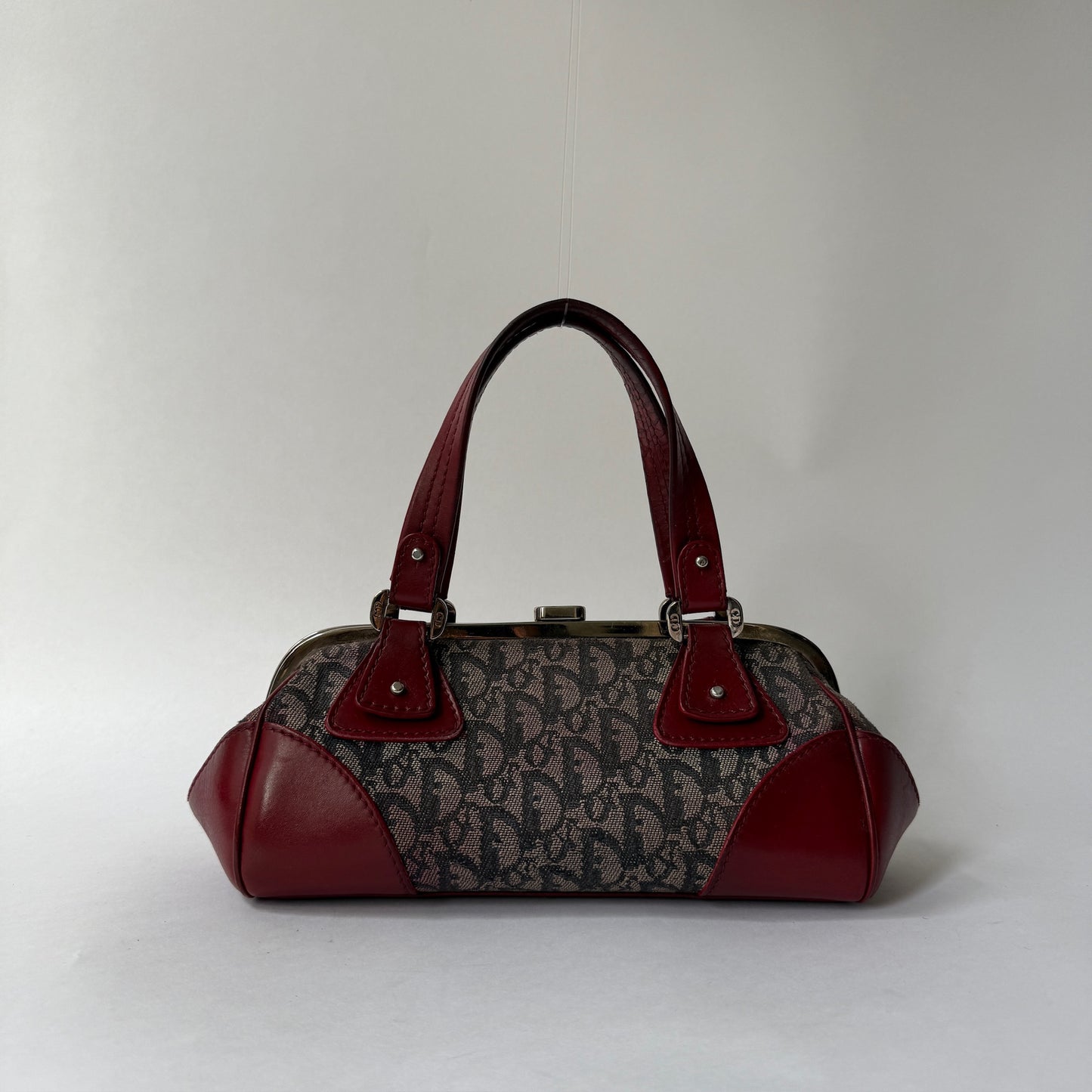 RARE Christian Dior Red & Navy Trotter Monogram Doctor Bag