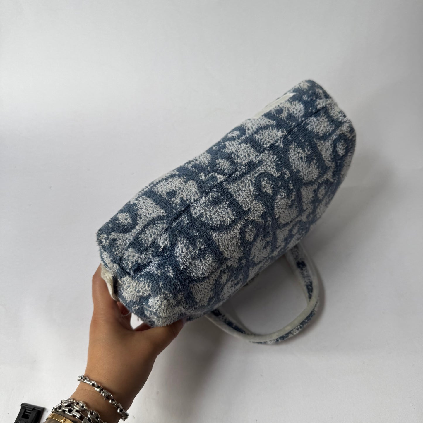 Christian Dior Blue Trotter Terry Cloth 2 Pouch