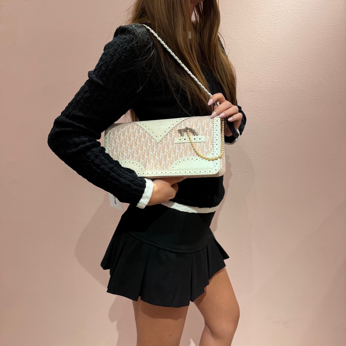Christian Dior Pink Monogram Pearl D’Trick Bag