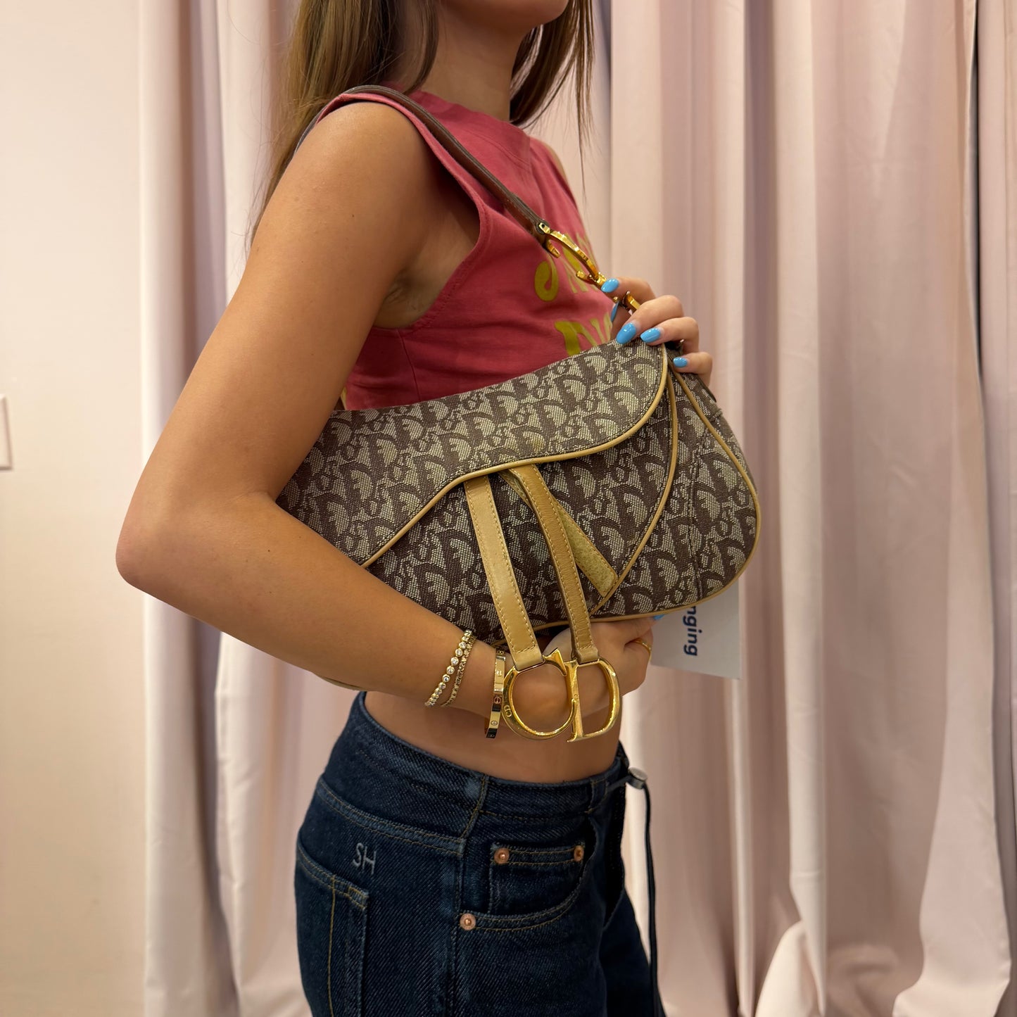 Christian Dior Love Brown Monogram Double Saddle