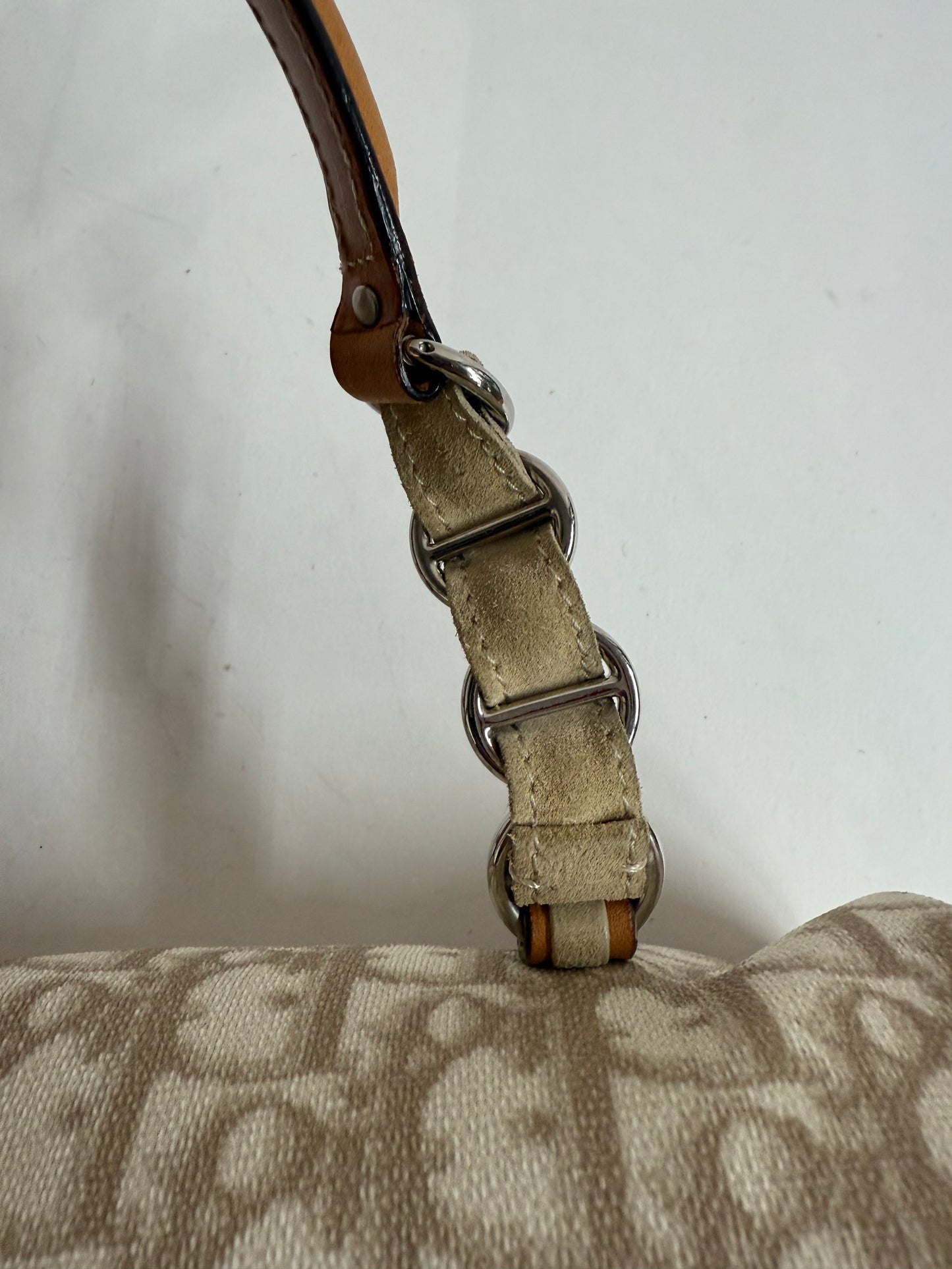 Christian Dior Cream Trotter Monogram Romantique Barrel Bag