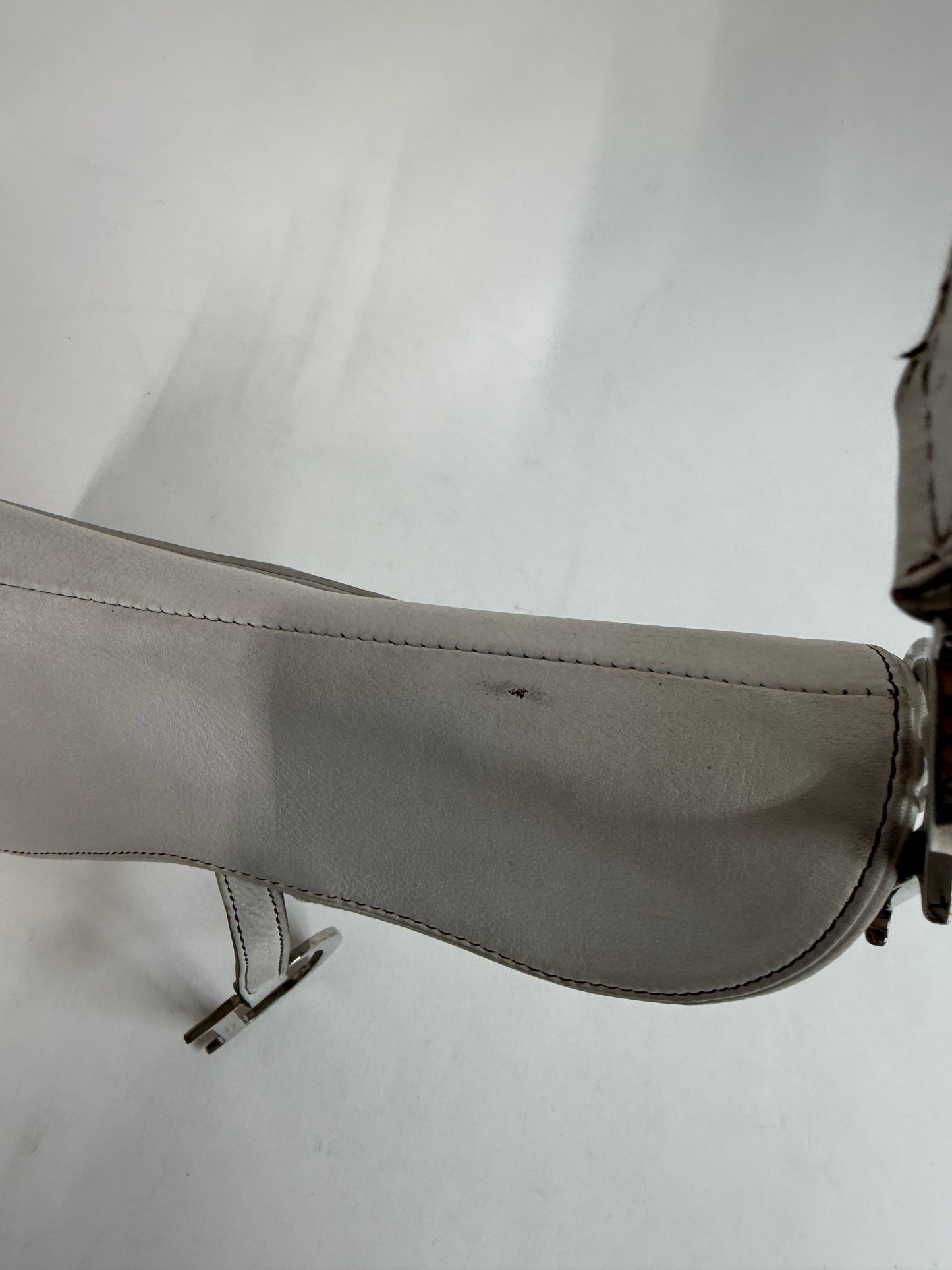 Christian Dior White Leather Saddle Shoulder Bag