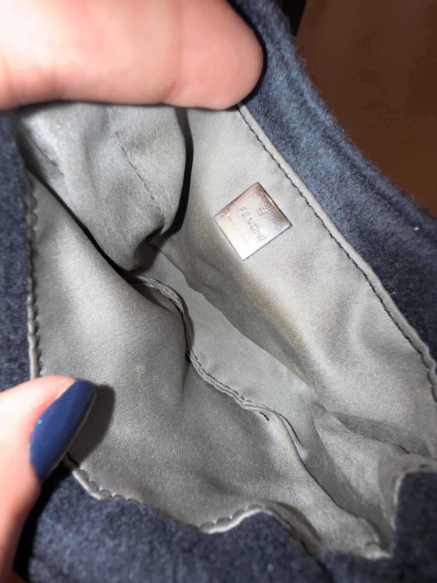 Fendi Grey Wool Mini Croissant