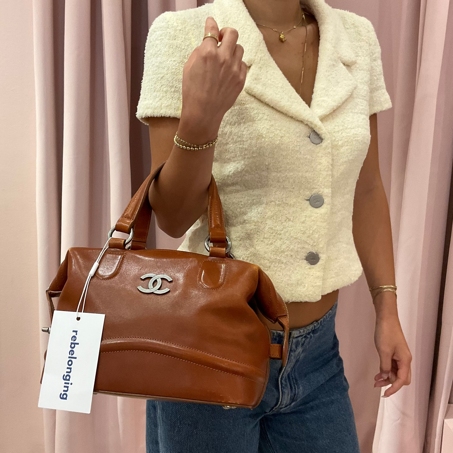 Chanel 2006 Brown Lambskin Leather Boston Doctor Bag