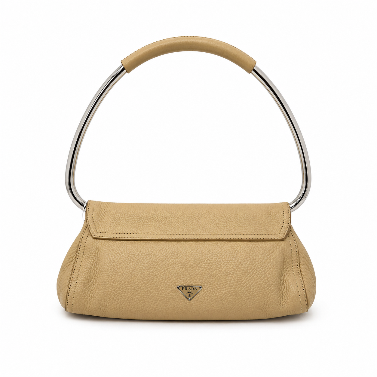 Prada Beige Multicolored Leather Beaded Jewel Metal Handle