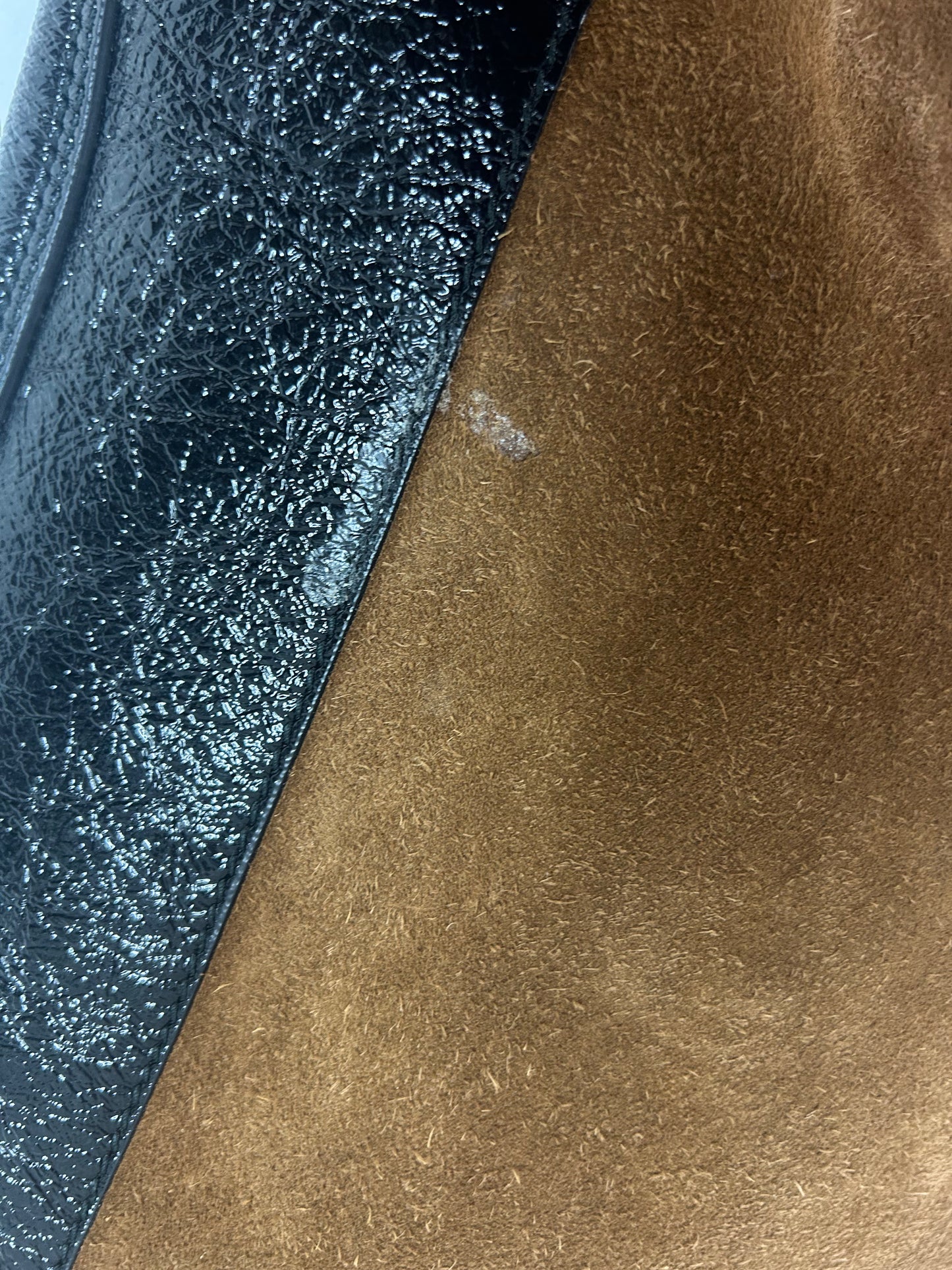 Gucci Ophidia Brown & Black Suede Patent Leather Jumbo Shopping Tote