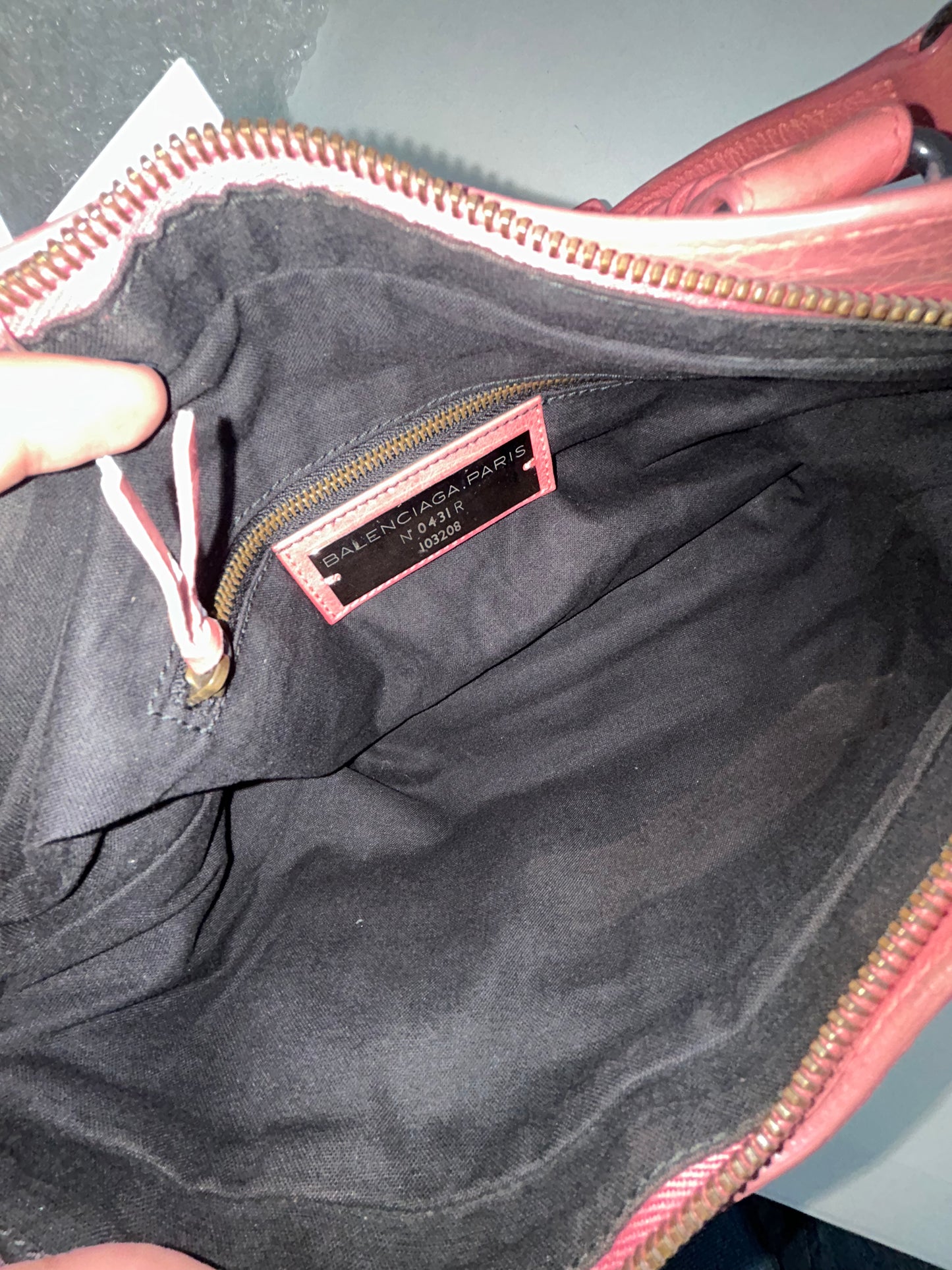 Balenciaga Pink Classic 'The First' Motorcycle City Bag