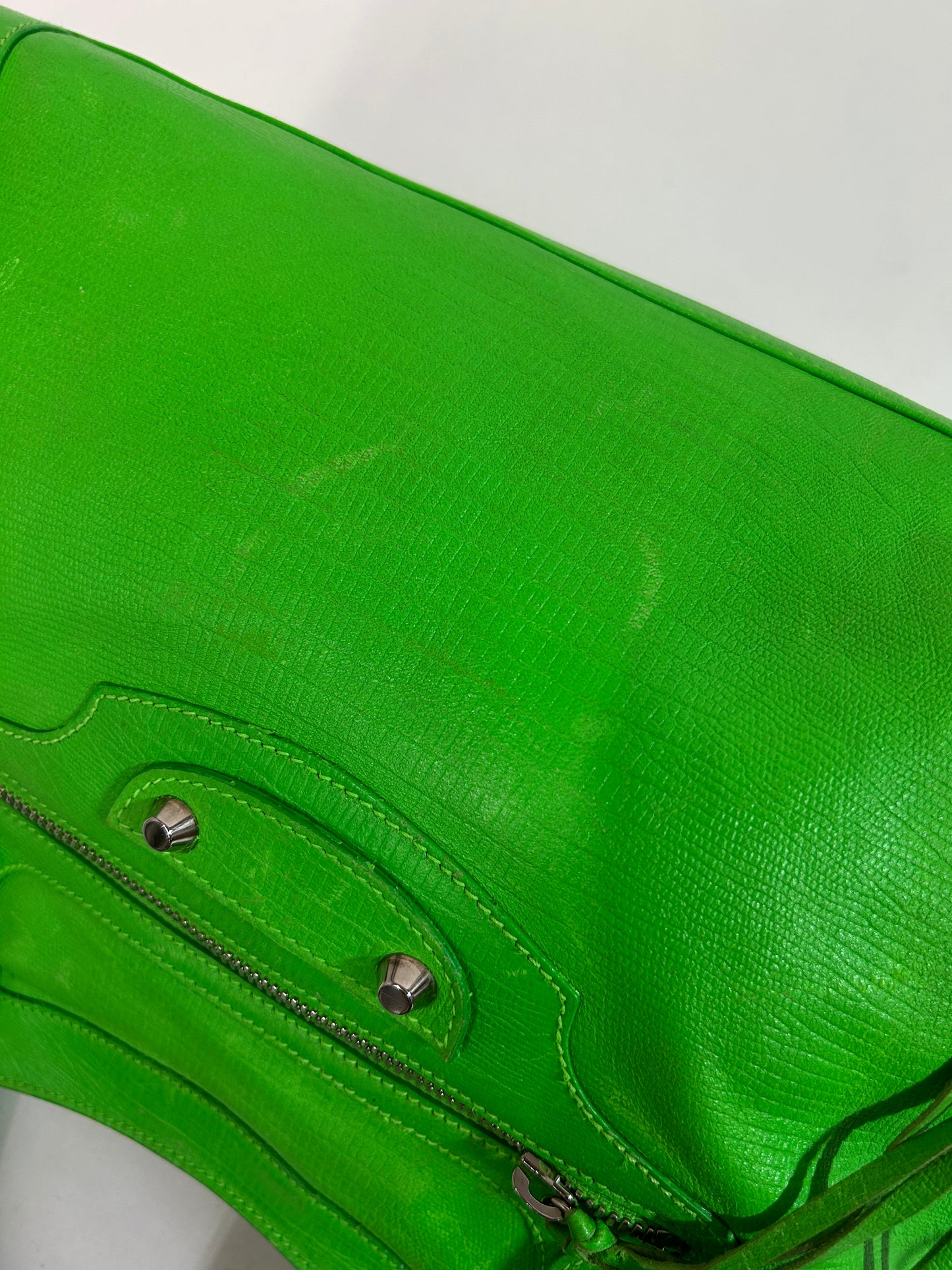 RARE Balenciaga Green Lizard Embossed Leather City Bag SHW