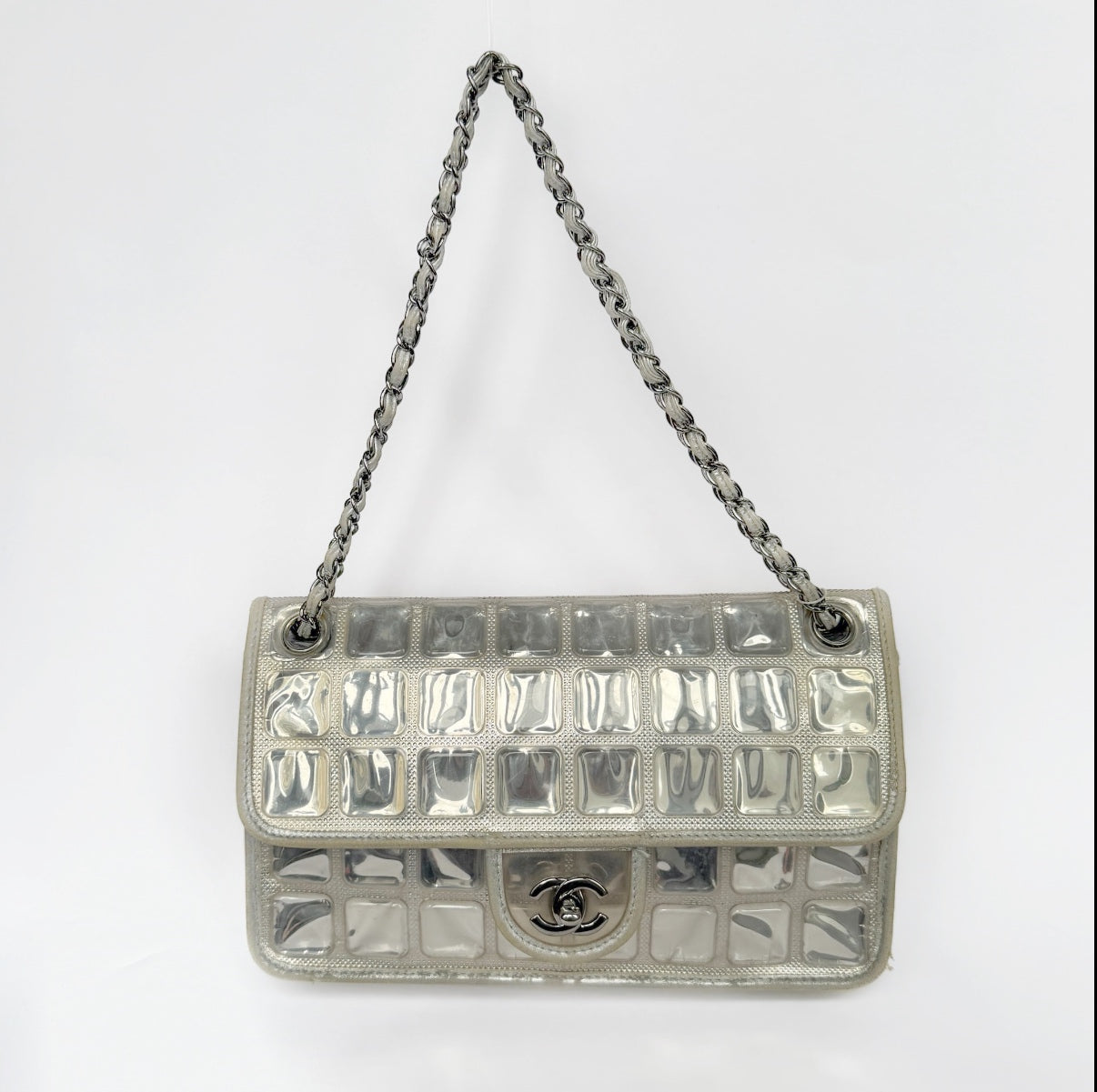 Chanel PVC & Lambskin Silver Ice Cube Flap Bag