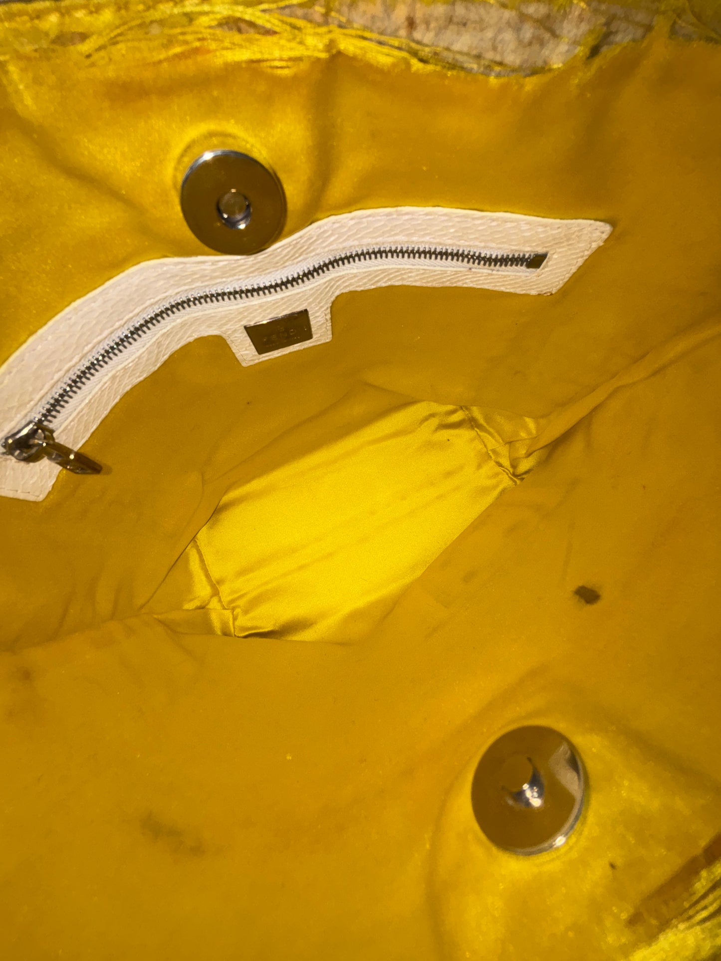 Fendi Yellow Preforated Leather Shoulder Bag