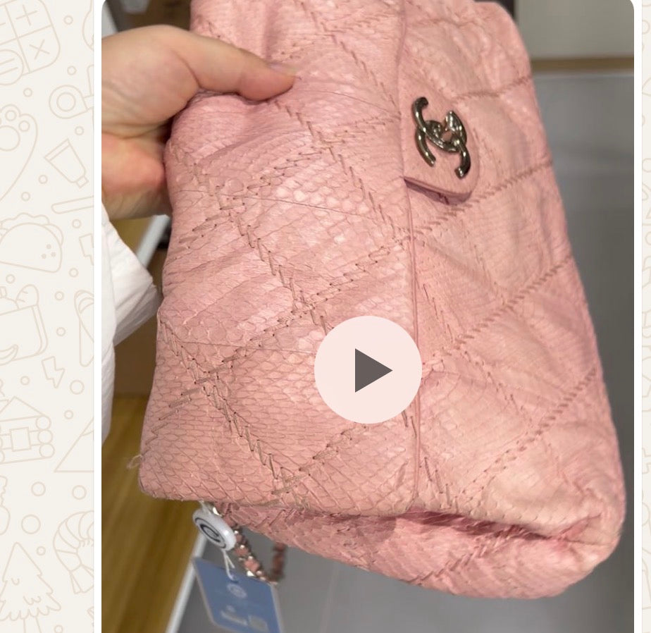 Chanel Pink Snakeskin Large Ultimate Stitch Quilted Flap