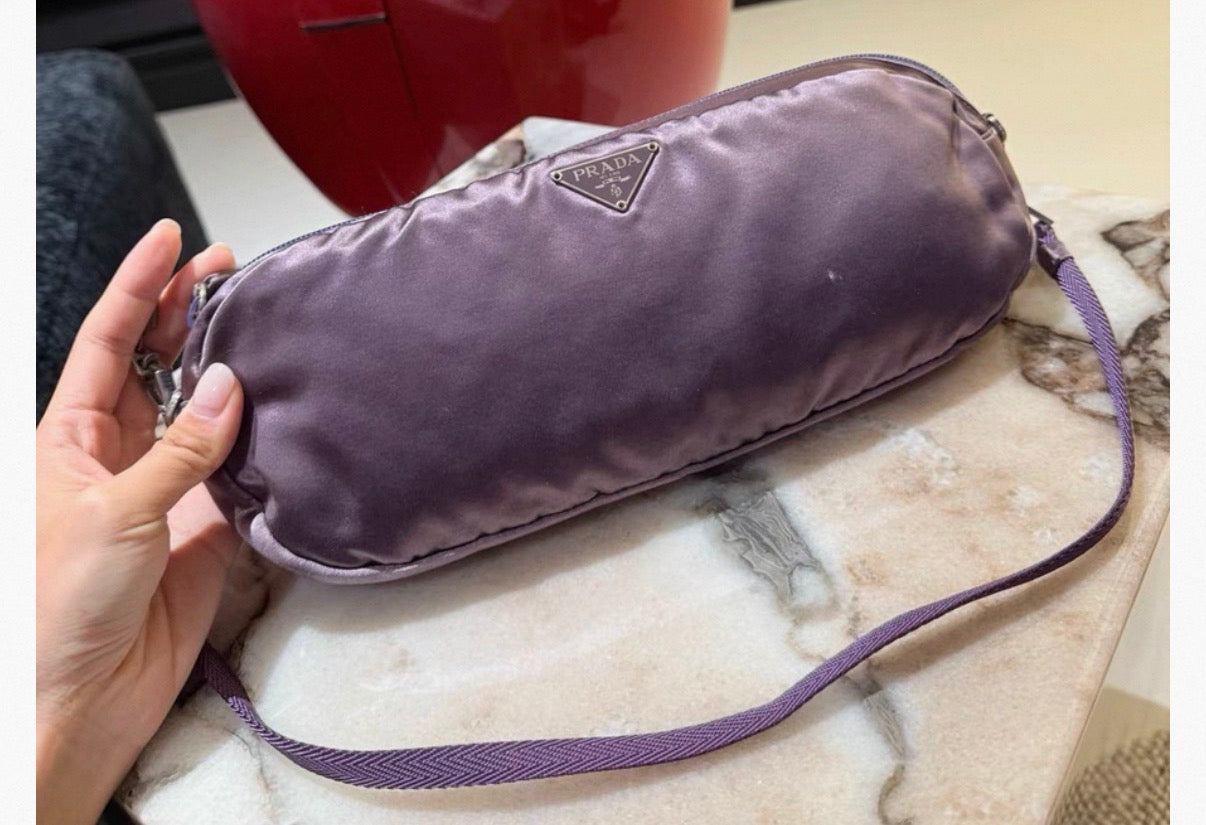 Prada Purple Satin Mini Shoulder Bag