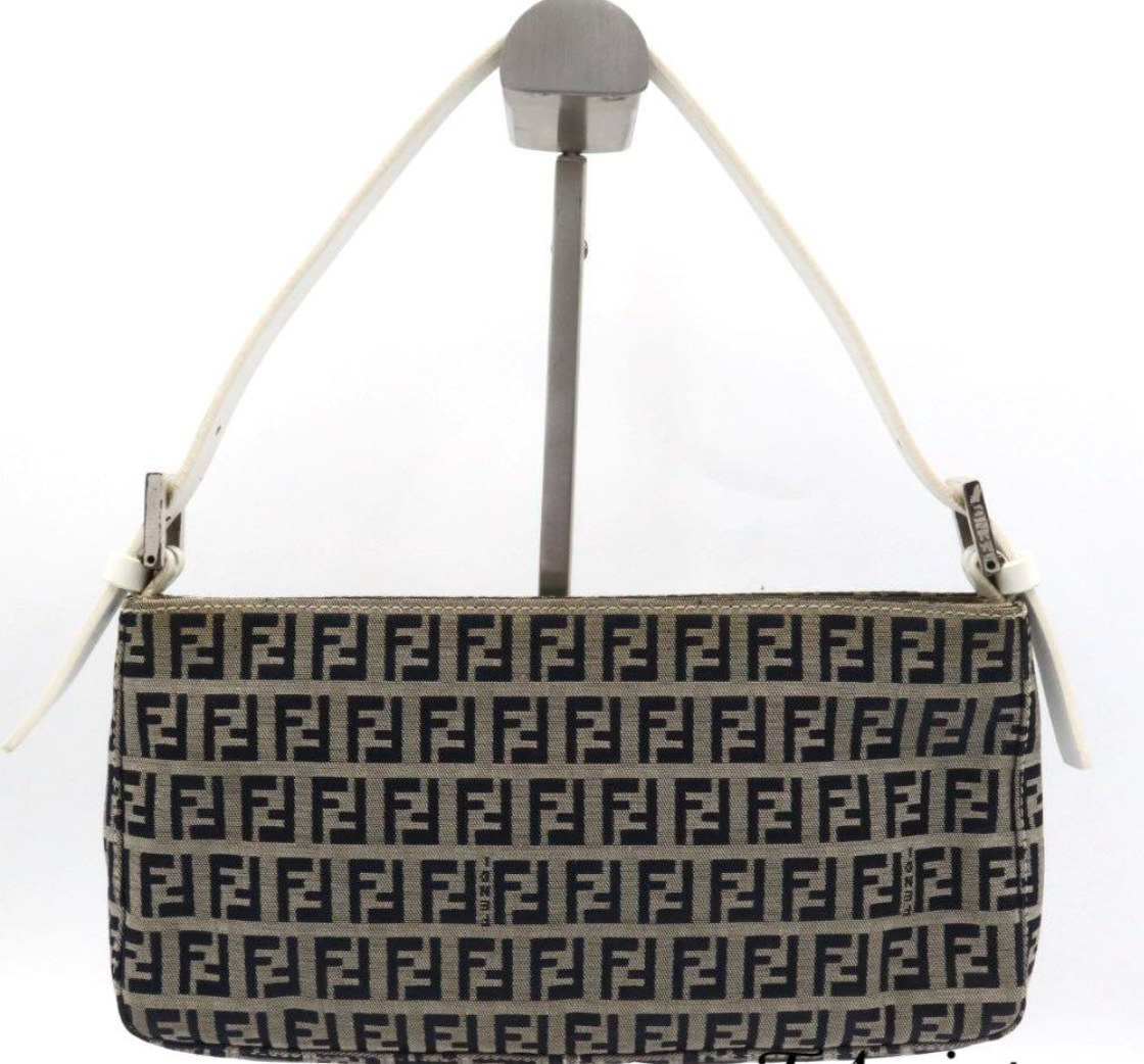 Fendi Navy Zucchino Canvas Pochette Shoulder Bag