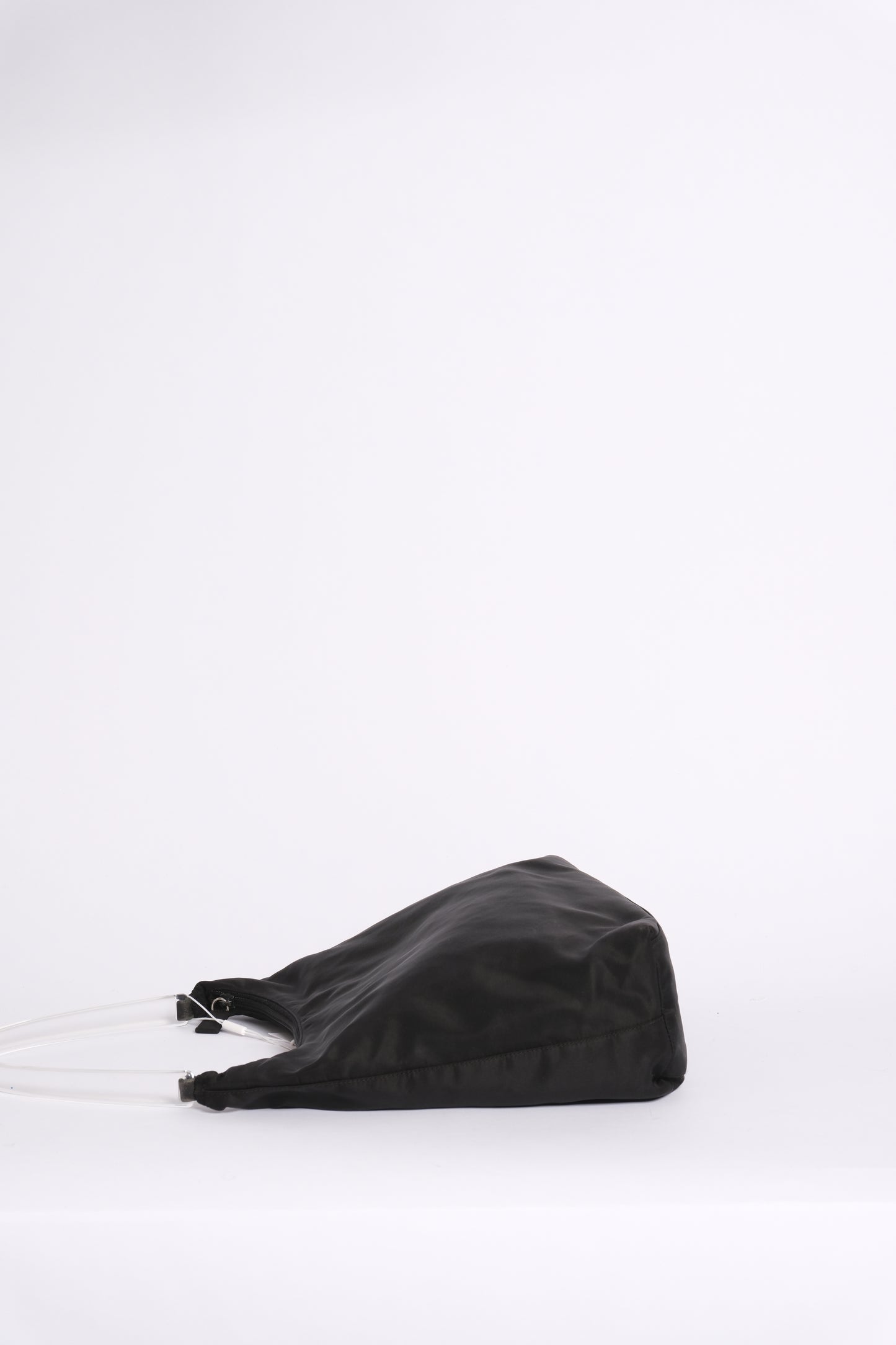 Prada Black Nylon & Acrylic Arc Handle Shoulder Bag