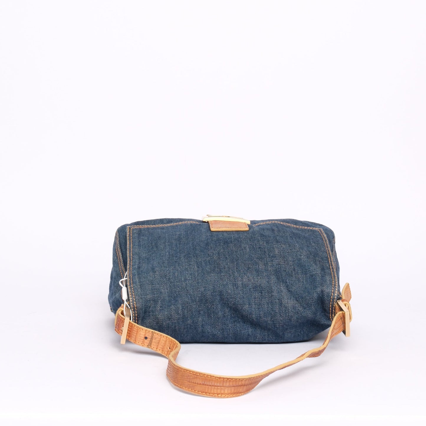 Fendi Denim Mama Baguette w/ Lizard Trim