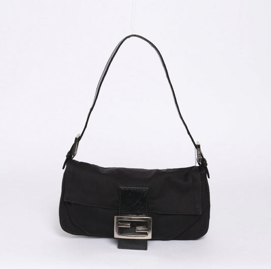 Fendi Black Neoprene Classic Baguette Shoulder Bag