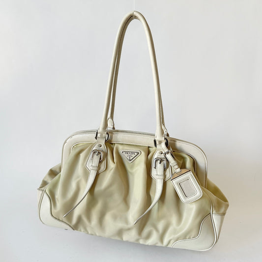 Prada Cream Nylon Doctor Shoulder Bag