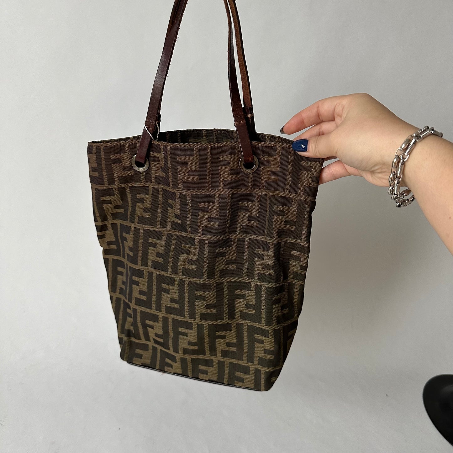 Fendi Brown Zucca Nylon Tote Bag