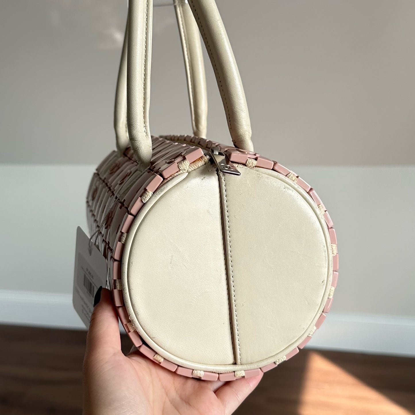RARE Chanel Pink Puzzle Tiles Logo Barrel Cylinder Bag