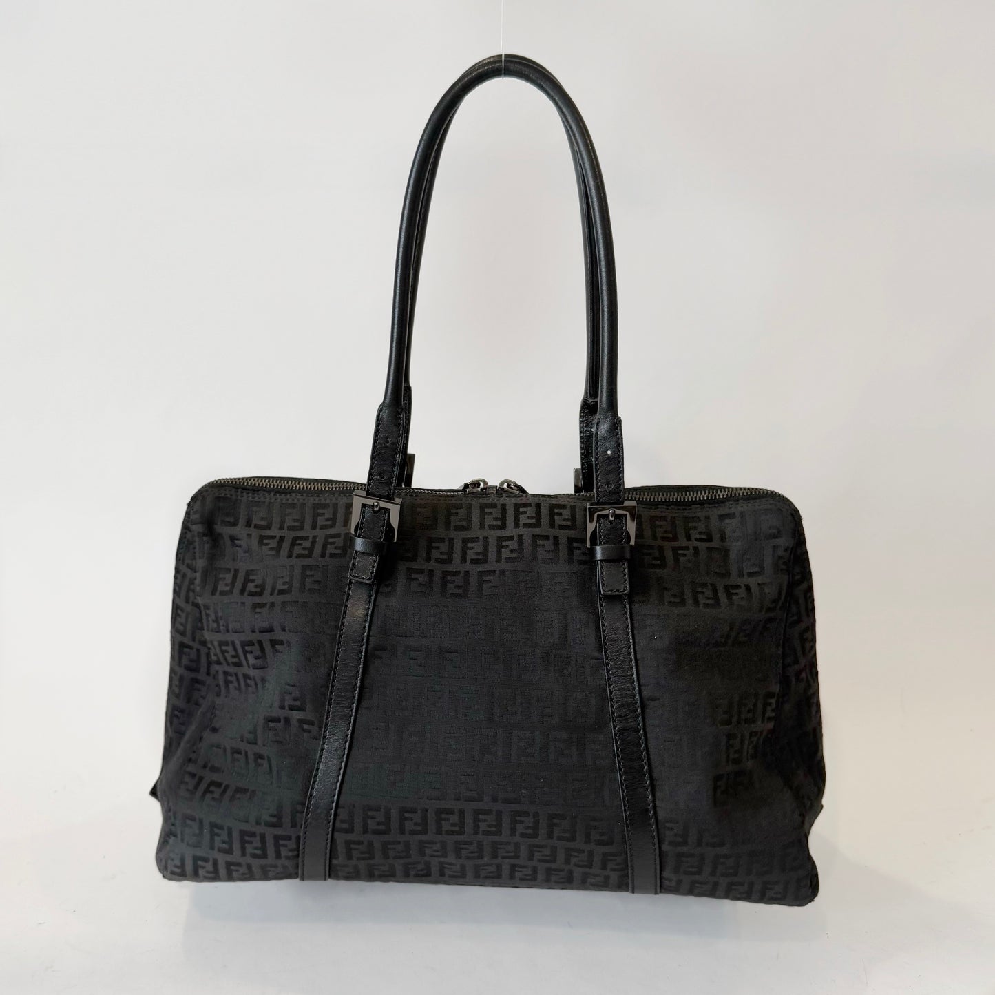 Fendi Black Zucchino Monogram Work Tote Bag