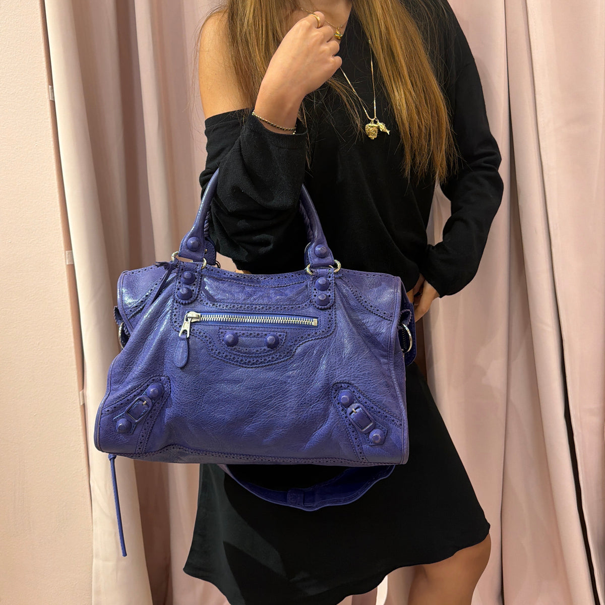 Balenciaga Purple Brogues City Bag