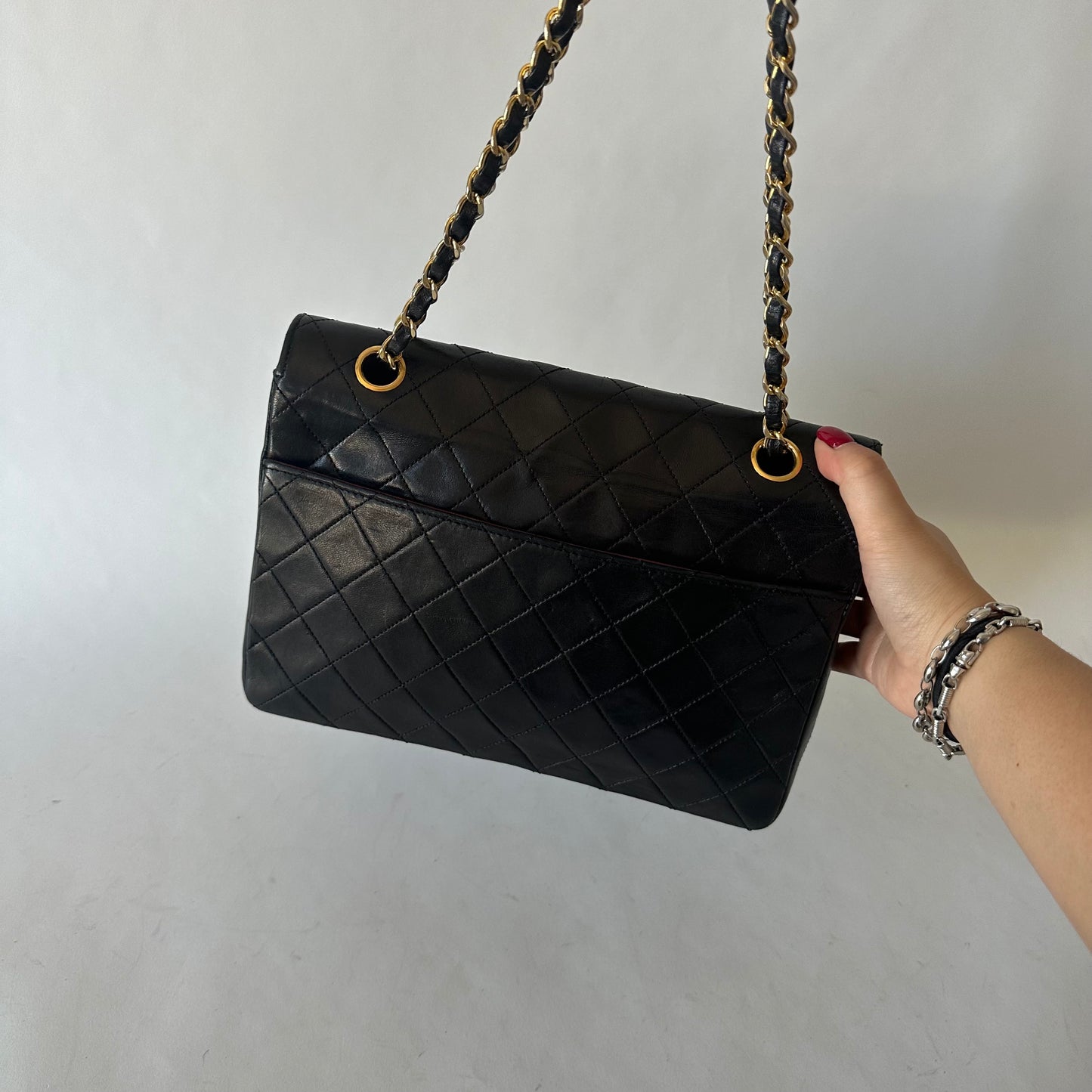 Chanel 90’s 24k GP Black Half Moon Round Mademoiselle Quilted Lambskin Flap Bag
