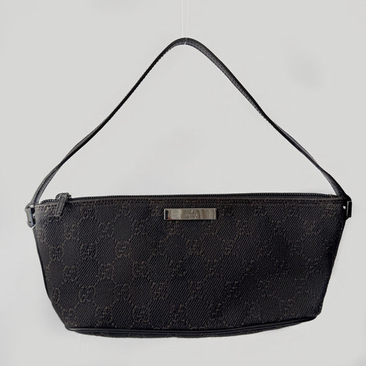 Gucci Dark Brown Canvas Monogram Pochette