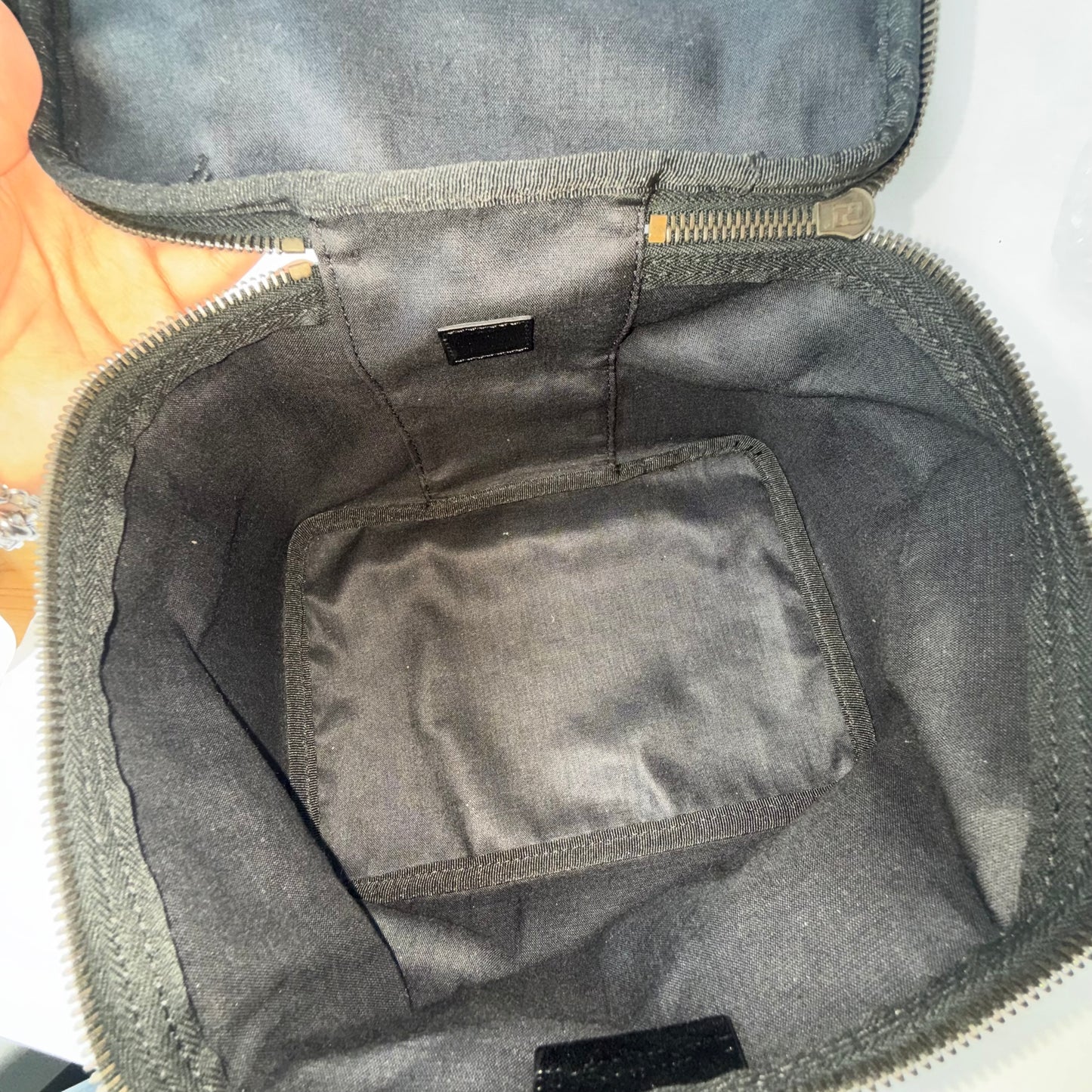 Fendi Brown Zucchino Canvas Vanity Bag