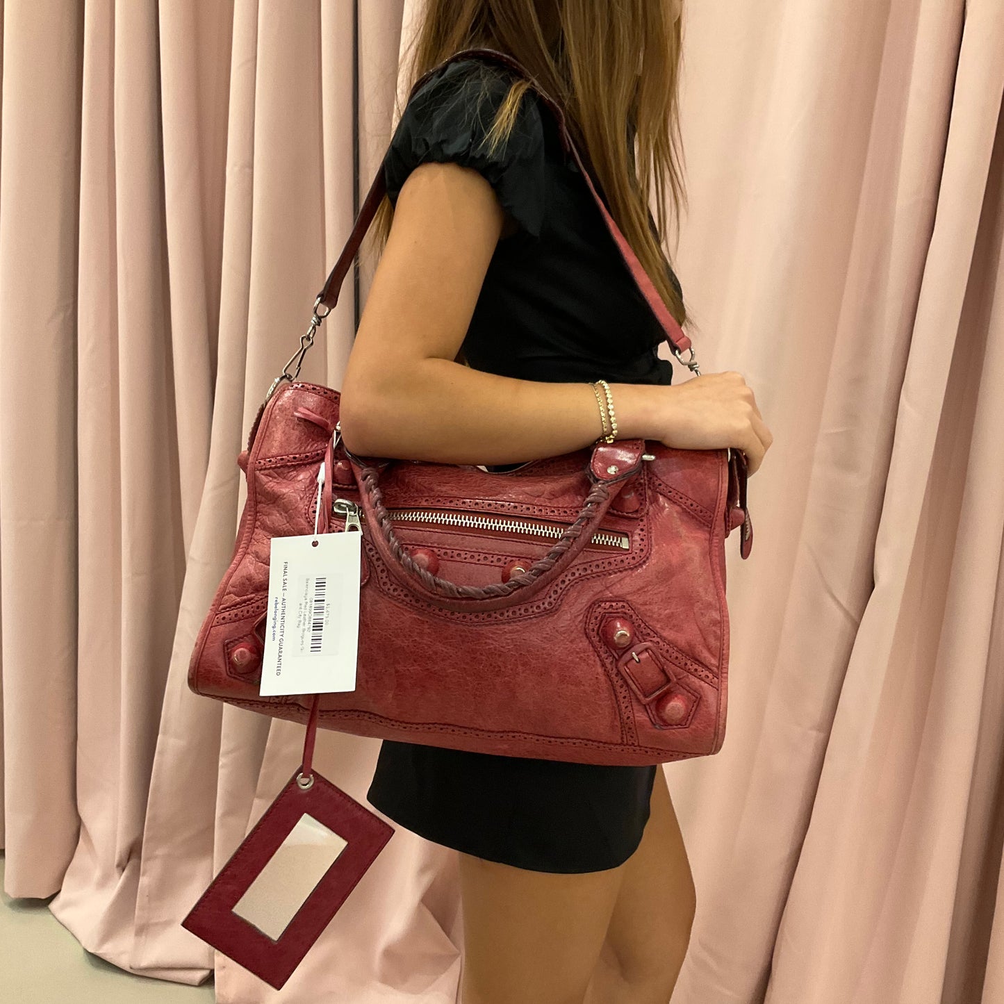 Balenciaga Red Leather Brogues Giant City Bag