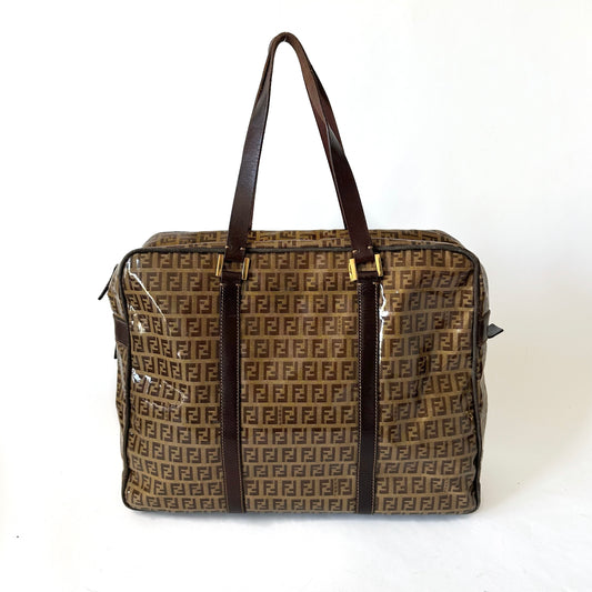 Fendi Brown Zucchino Coated PVC Travel Bag