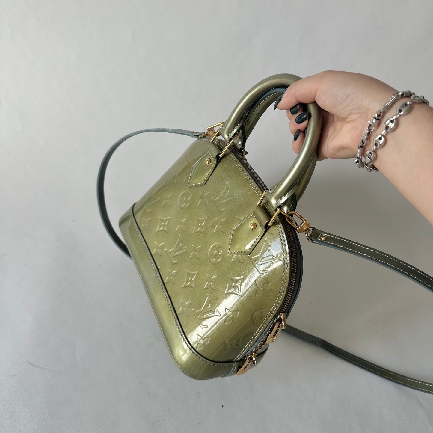 Louis Vuitton Green Vert Vernis Monogram Alma BB