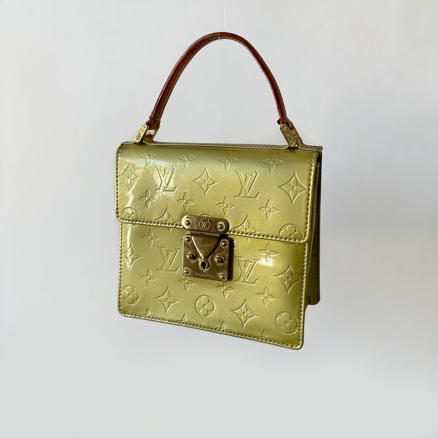 Louis Vuitton Green Vernis Patent Leather Monogram Spring St Top Handle Bag