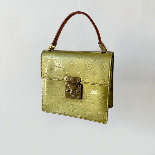 Louis Vuitton Green Vernis Patent Leather Monogram Spring St Top Handle Bag