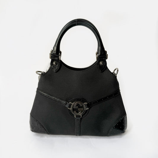 Gucci Black Canvas Interlocking Top Handle Tote Bag