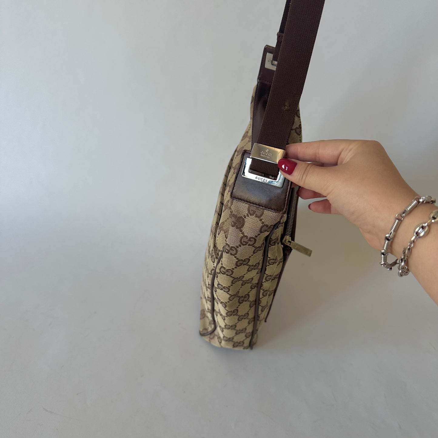Gucci Brown Monogram Canvas Vertical Shoulder Tote Bag