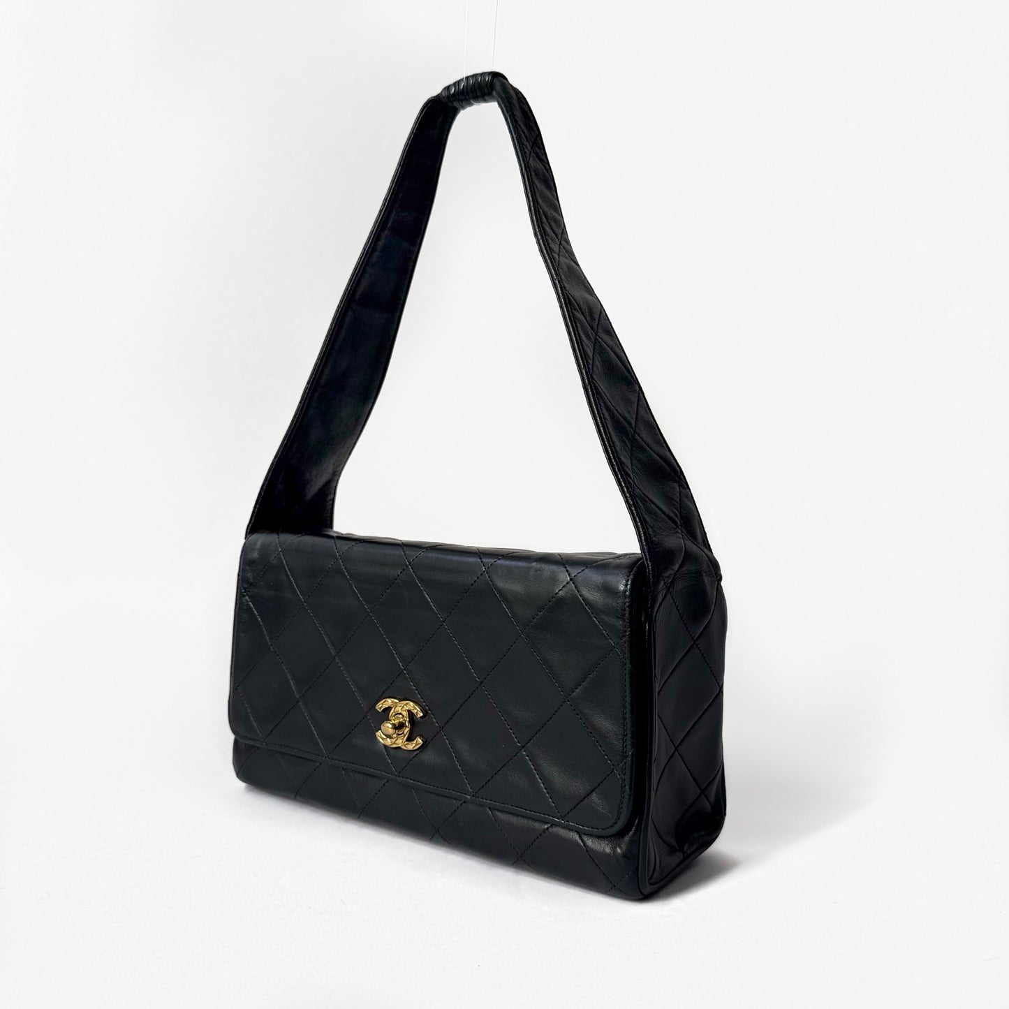 Chanel Black Lambskin Leather CC Box Flap