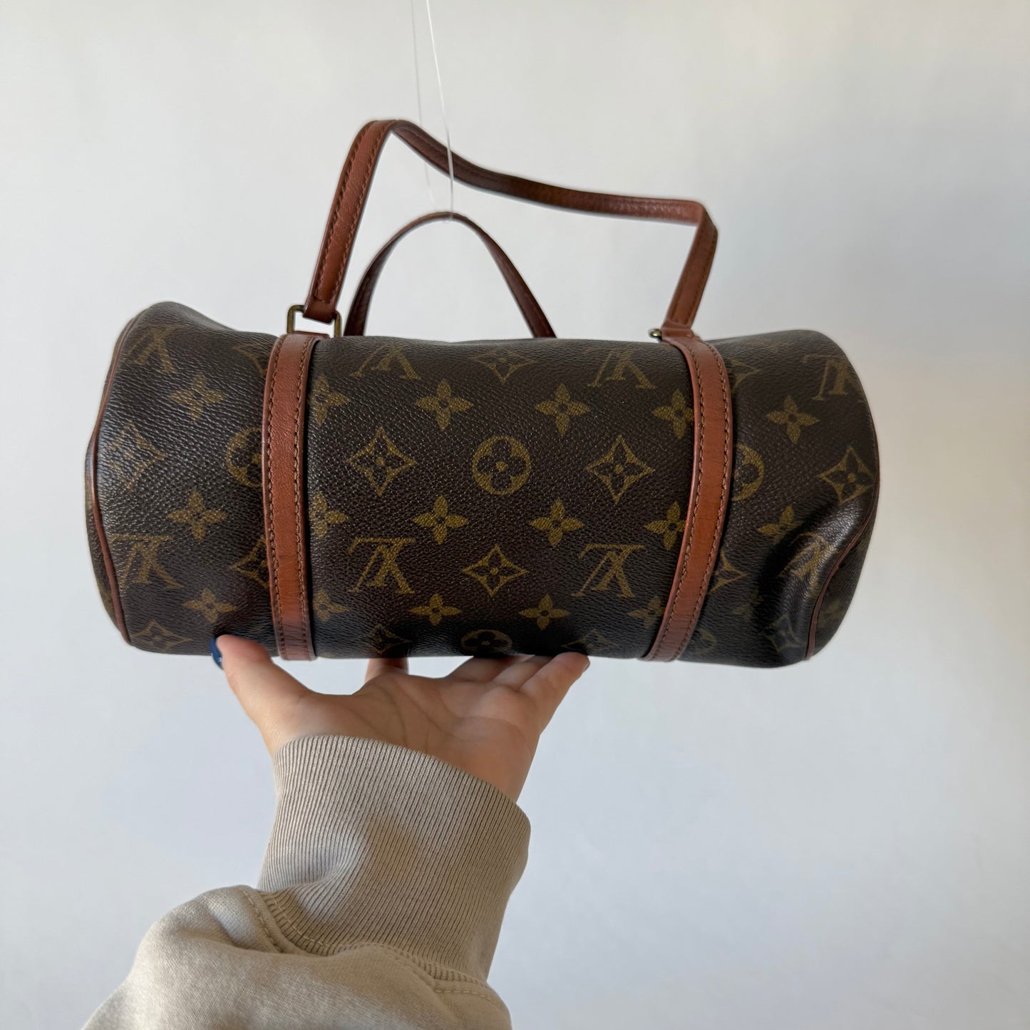 (Copy) Louis Vuitton Brown Monogram Papillon 26 Barrel Bag