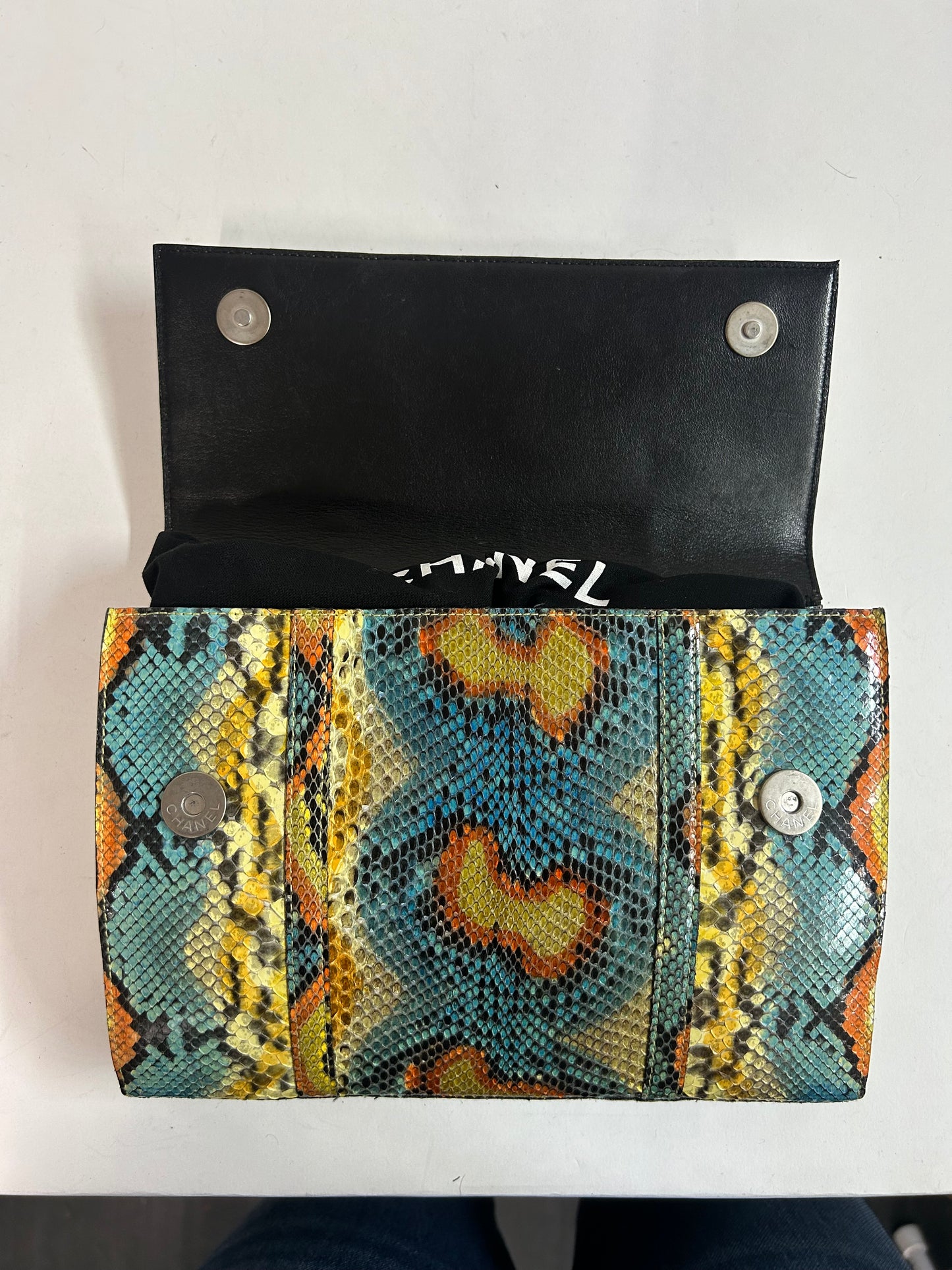 Chanel Multicolored Python Leather CC Top Handle Bag